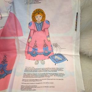 FABRIC Story Book Cinderella Cut & Sew doll w/ glass slipper pillow. NEW